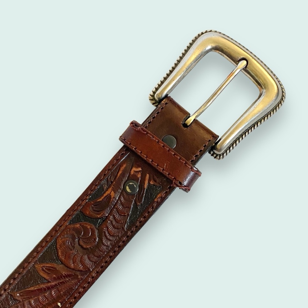Resistol Genuine Full Grain Tooled Leather Men’s Belt SZ 38 - Picture 4 of 12